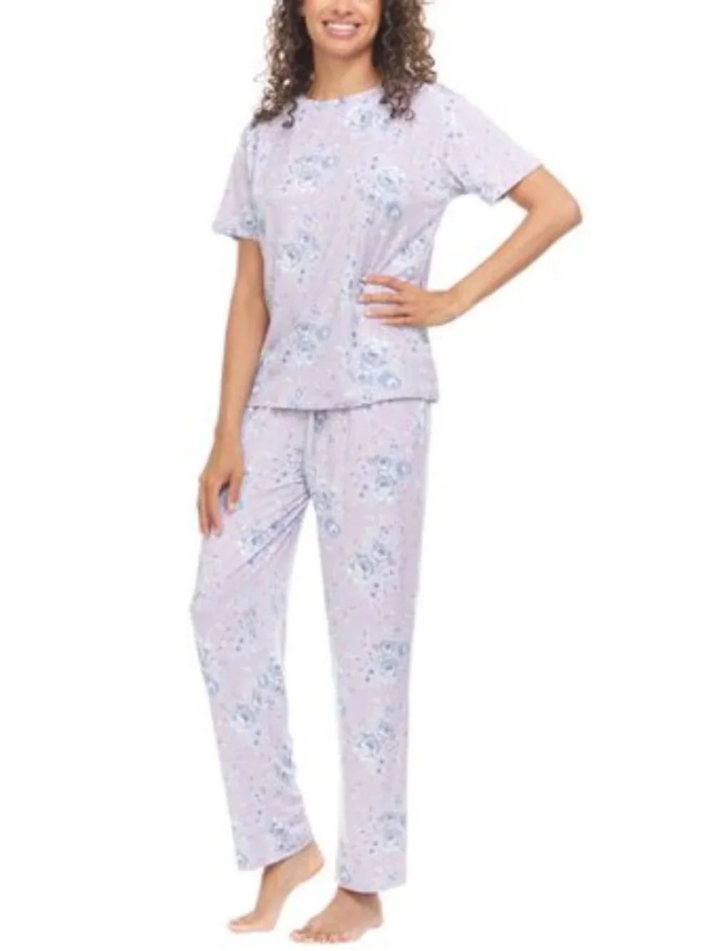 Flora Nikrooz Womens Printed Notch Collar Pajama Set, 2 Pieces